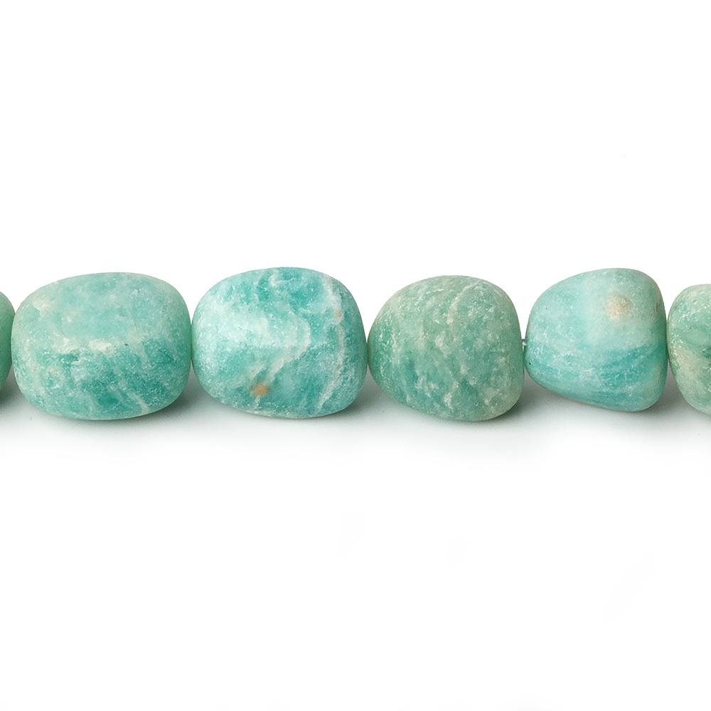 8x8-12x8mm Matte Amazonite tumbled plain nuggets 13 inch 27 beads A - Beadsofcambay.com