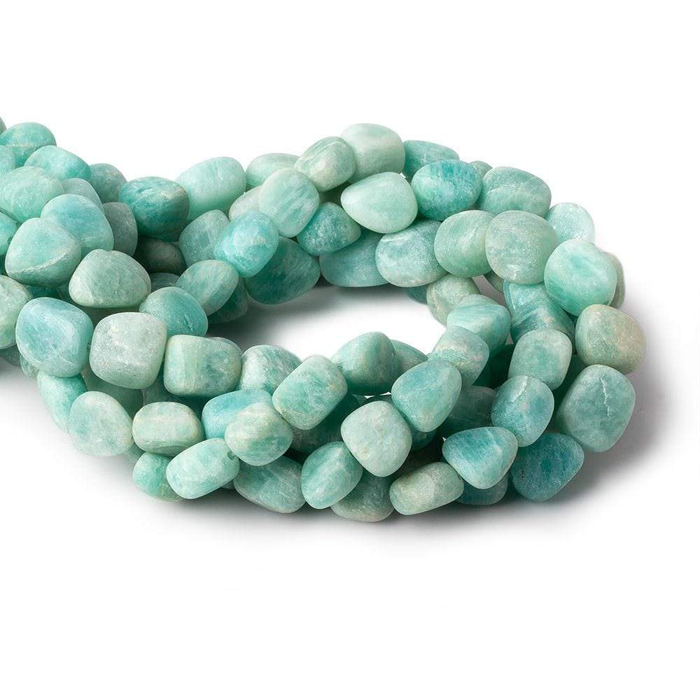 8x8-12x8mm Matte Amazonite tumbled plain nuggets 13 inch 27 beads A - Beadsofcambay.com
