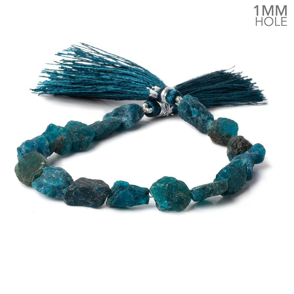 8x8-12x9mm Matte Neon Blue Apatite natural crystal nuggets 7.5 inch 18 beads - Beadsofcambay.com