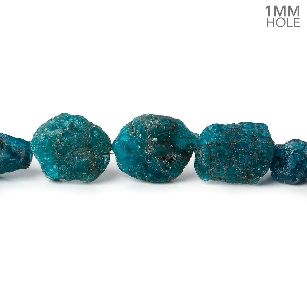 8x8-12x9mm Matte Neon Blue Apatite natural crystal nuggets 7.5 inch 18 beads - Beadsofcambay.com