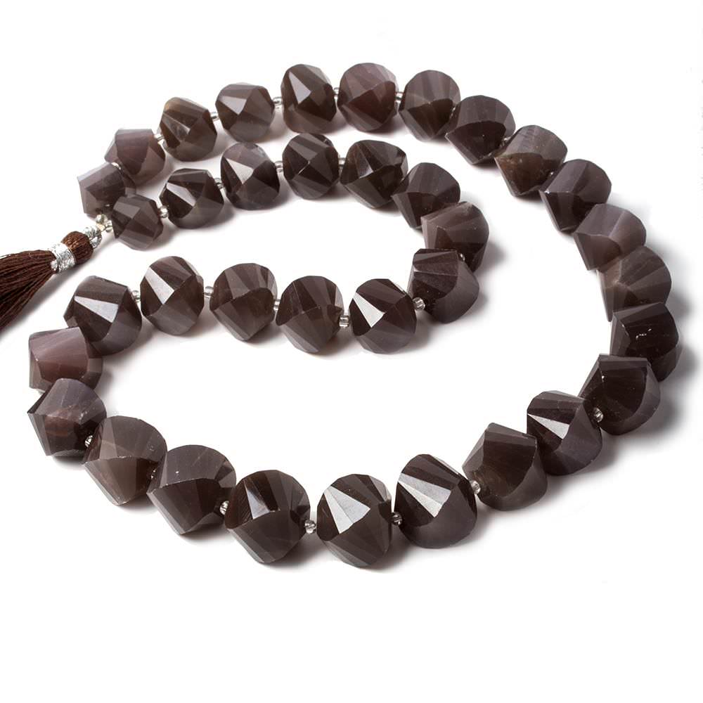 8x8-13x13mm Chocolate Moonstone faceted twist beads 17 inch 36 pieces - Beadsofcambay.com