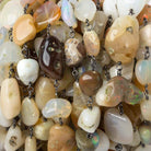 8x8-15x9mm Ethiopian Opal nugget Black Gold plated .925 Silver Chain by the foot 20 pcs - Beadsofcambay.com