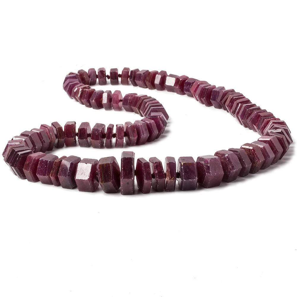 8x8-16x16mm Burmese Ruby Faceted Hexagon Center Drill Beads 20 inch 86 pieces AA - Beadsofcambay.com