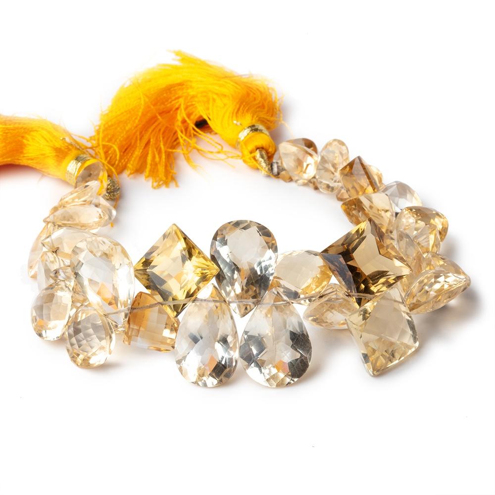 8x8-17x11mm Citrine Faceted Multiple Shaped Beads 6.5 inch 37 pieces AAA - Beadsofcambay.com
