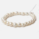 8x8-8x9mm White Straight Drilled Oval Large Hole pearls 8 inch 24 pieces AA - Beadsofcambay.com