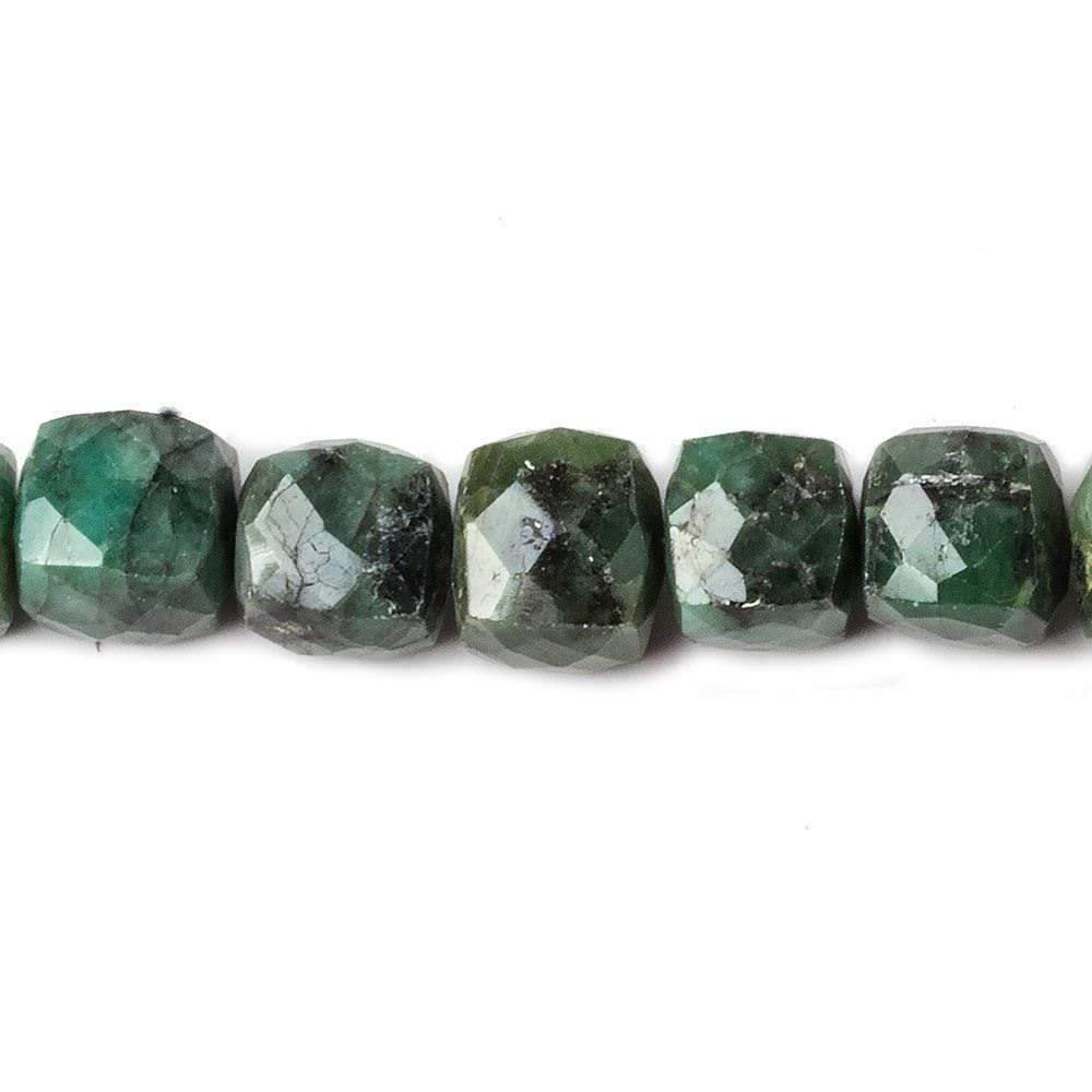 8x8-9x9mm Brazilian Emerald faceted cube beads 8 inch 25 pieces - Beadsofcambay.com