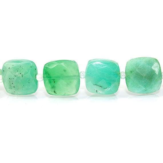 8x8-9x9mm Chrysoprase Side Drilled Faceted Pillow Beads 13.5 inch 32 pieces - Beadsofcambay.com