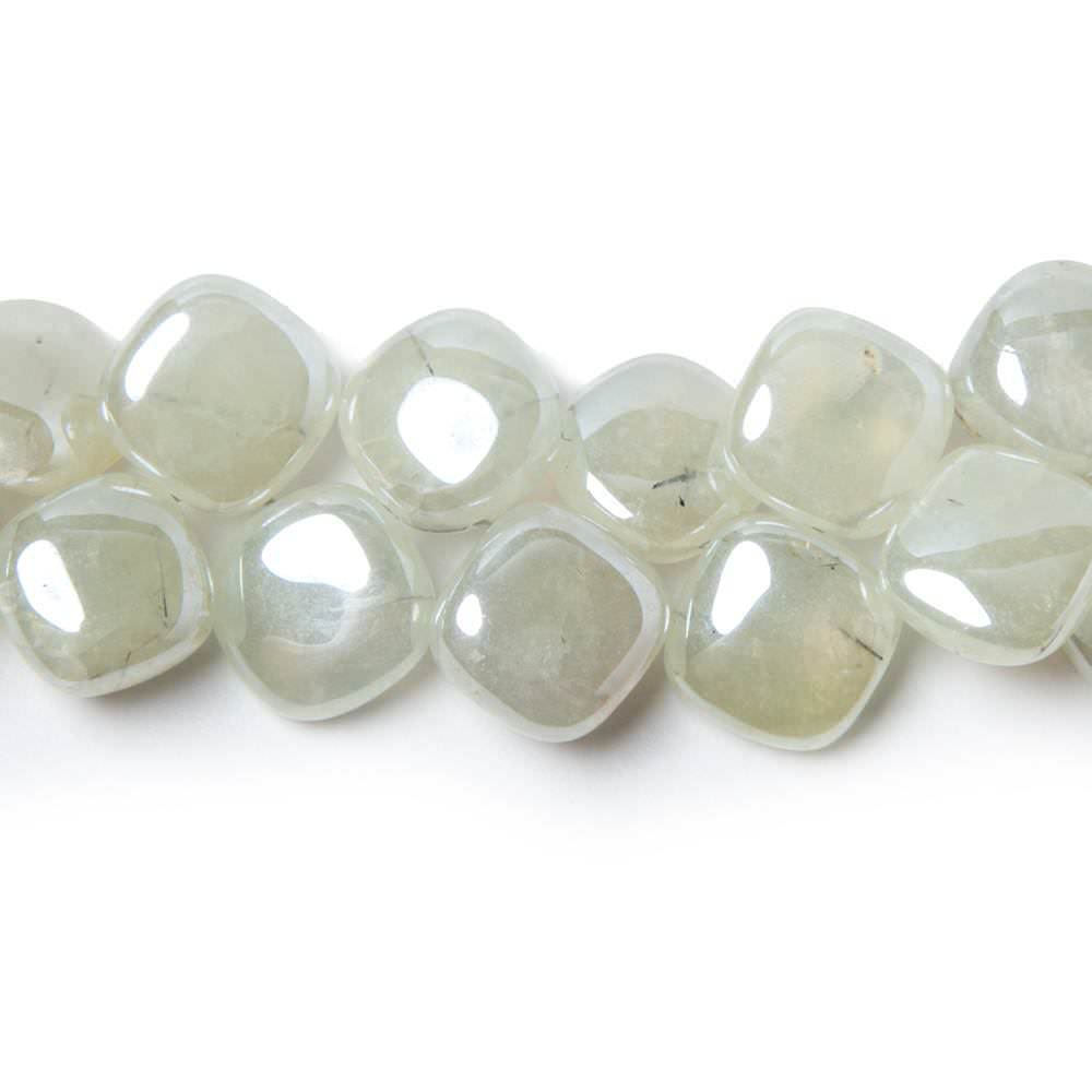 8x8-9x9mm Mystic Prehnite Plain Pillow beads 8 inch 50 pieces - Beadsofcambay.com