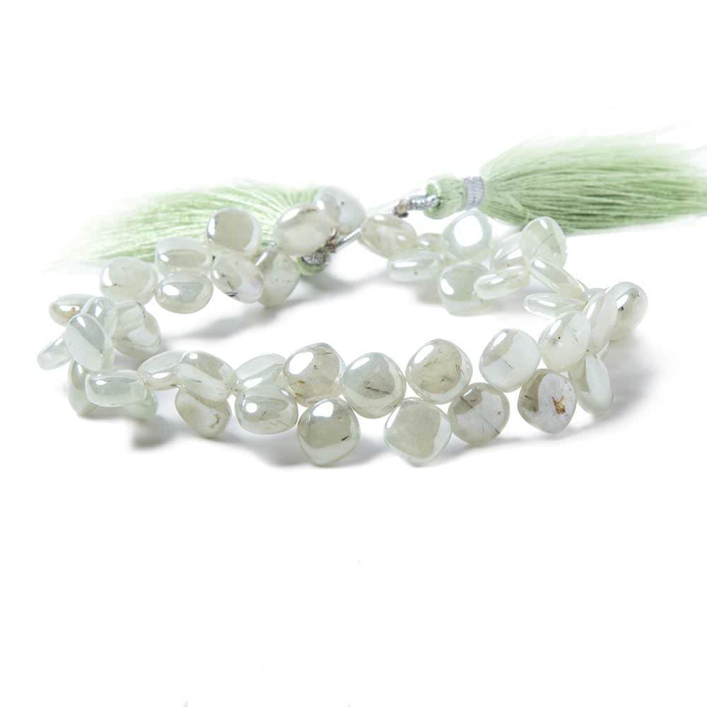 8x8-9x9mm Mystic Prehnite Plain Pillow beads 8 inch 50 pieces - Beadsofcambay.com