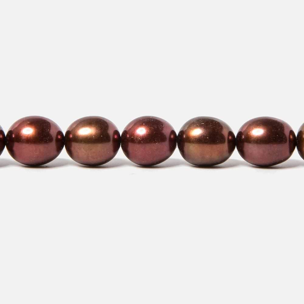 8x8.5-8.5x9.5mm Merlot Brown Straight Drill Oval Freshwater Pearl 44 pcs - Beadsofcambay.com
