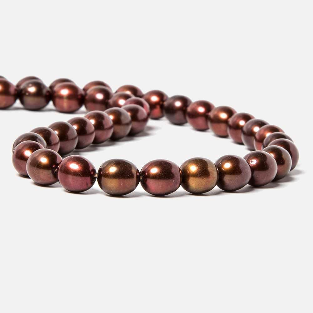 8x8.5-8.5x9.5mm Merlot Brown Straight Drill Oval Freshwater Pearl 44 pcs - Beadsofcambay.com