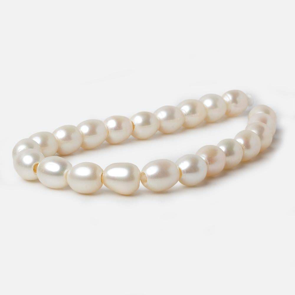 8x8.5-8x9mm White Straight Drilled Oval Large Hole pearls 8 inch 22 pieces AA - Beadsofcambay.com