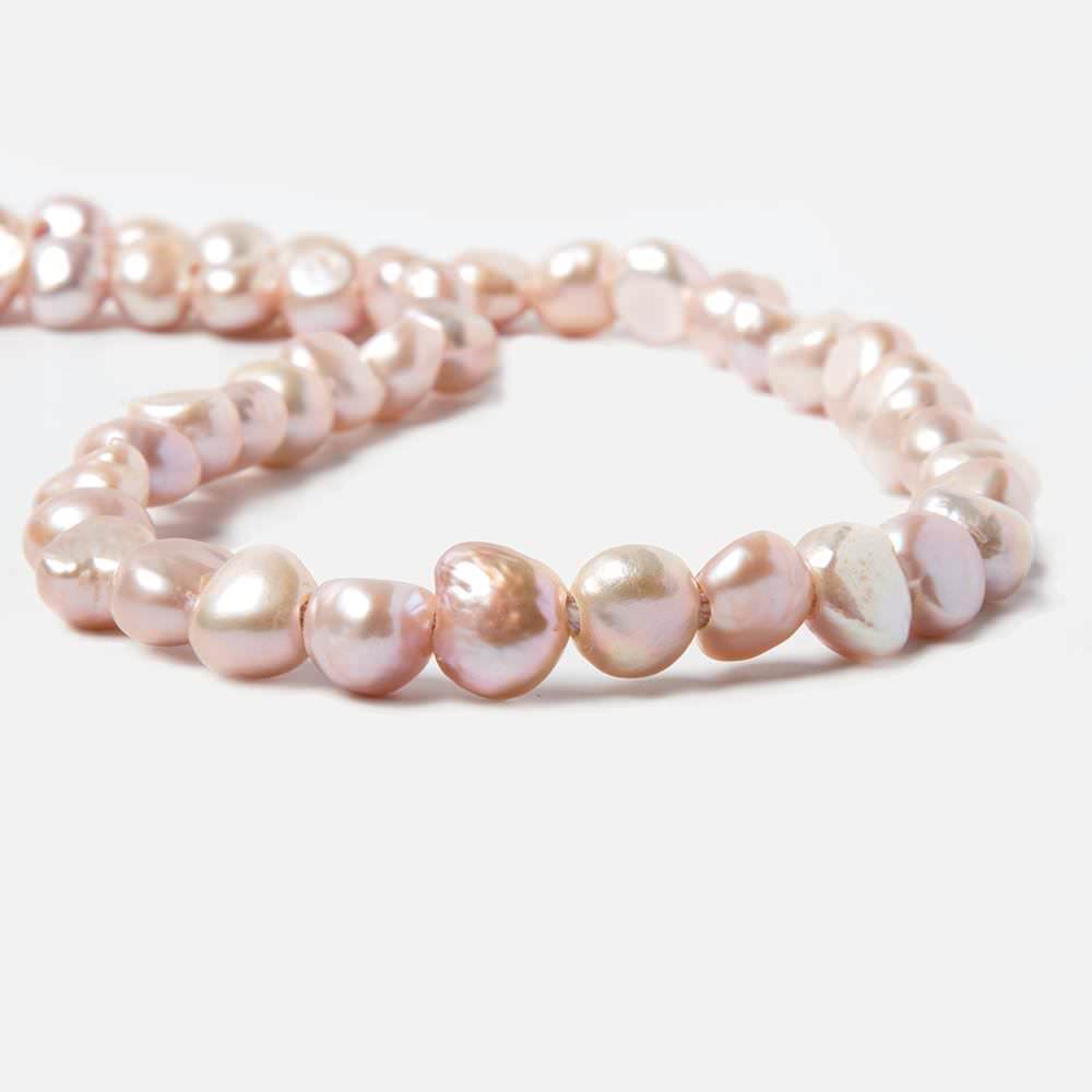 8x8.5-9x10.5mm Bridal Peach Baroque 2.5mm large hole Pearls 15 in. 48 pcs - Beadsofcambay.com