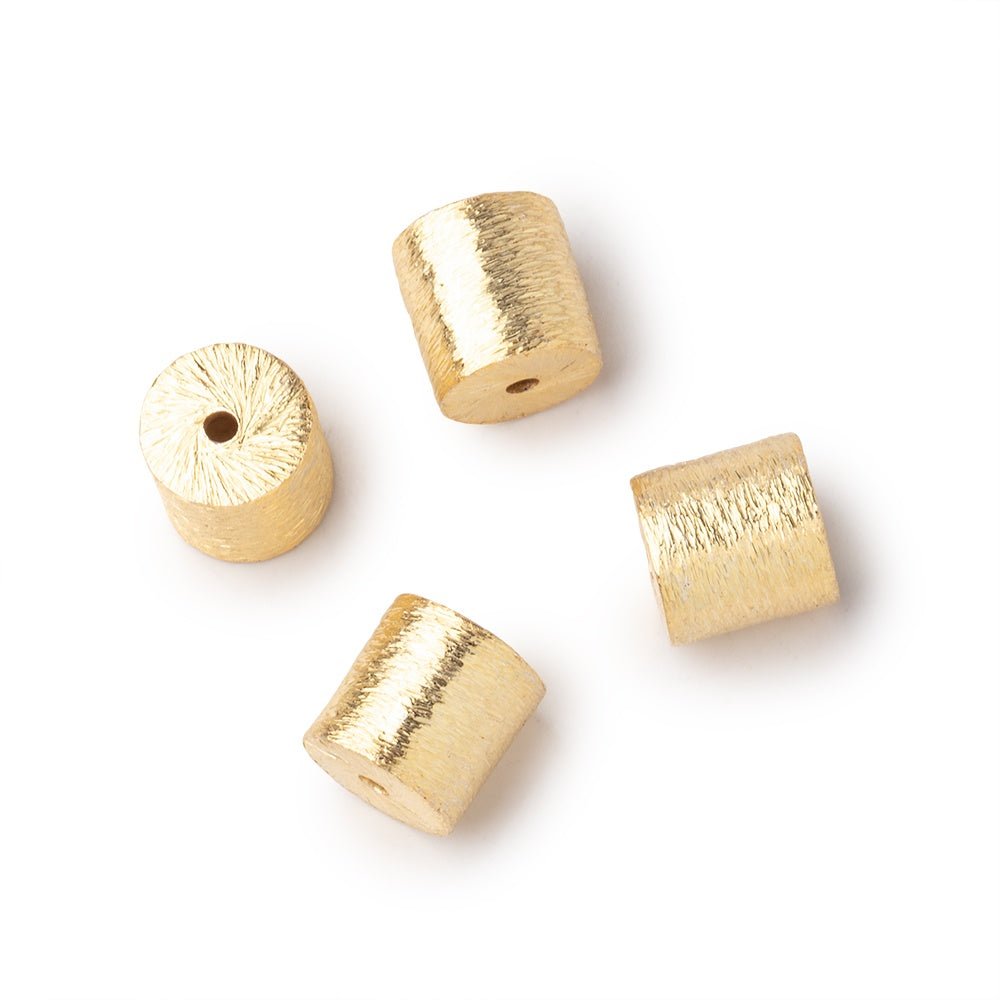 8x8mm 22kt Gold Plated Copper Brushed Tube Set of 4 Beads - Beadsofcambay.com