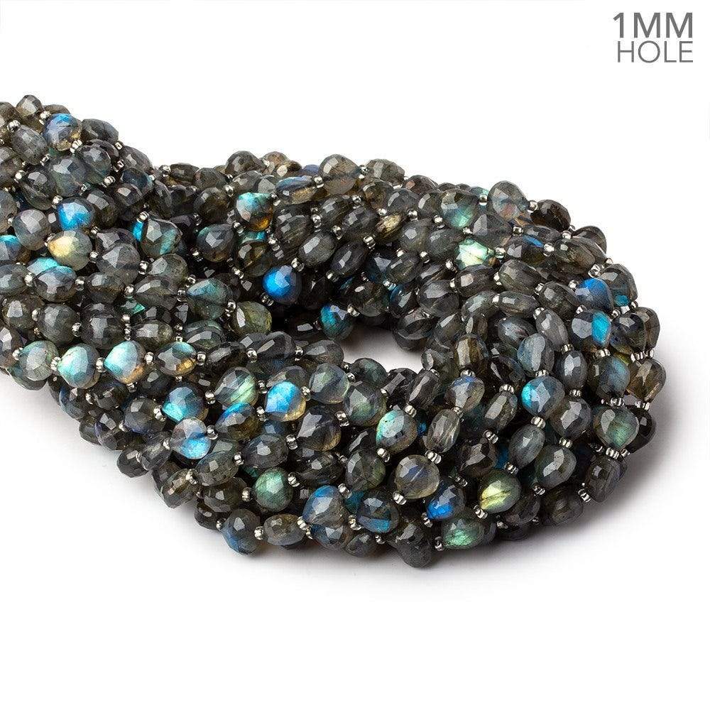 8x8mm Labradorite calibrated faceted hearts 16 inch 43 beads AAA 1mm Hole - Beadsofcambay.com