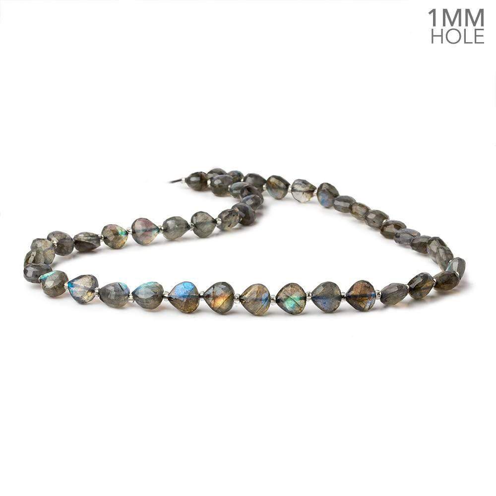 8x8mm Labradorite calibrated faceted hearts 16 inch 43 beads AAA 1mm Hole - Beadsofcambay.com