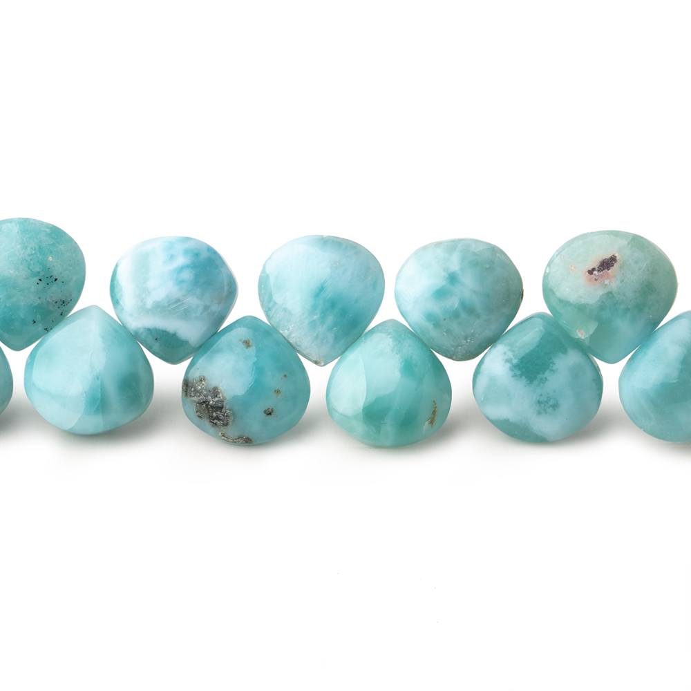 8x8mm Larimar Plain Heart Beads 7.5 inch 37 pieces AA - Beadsofcambay.com