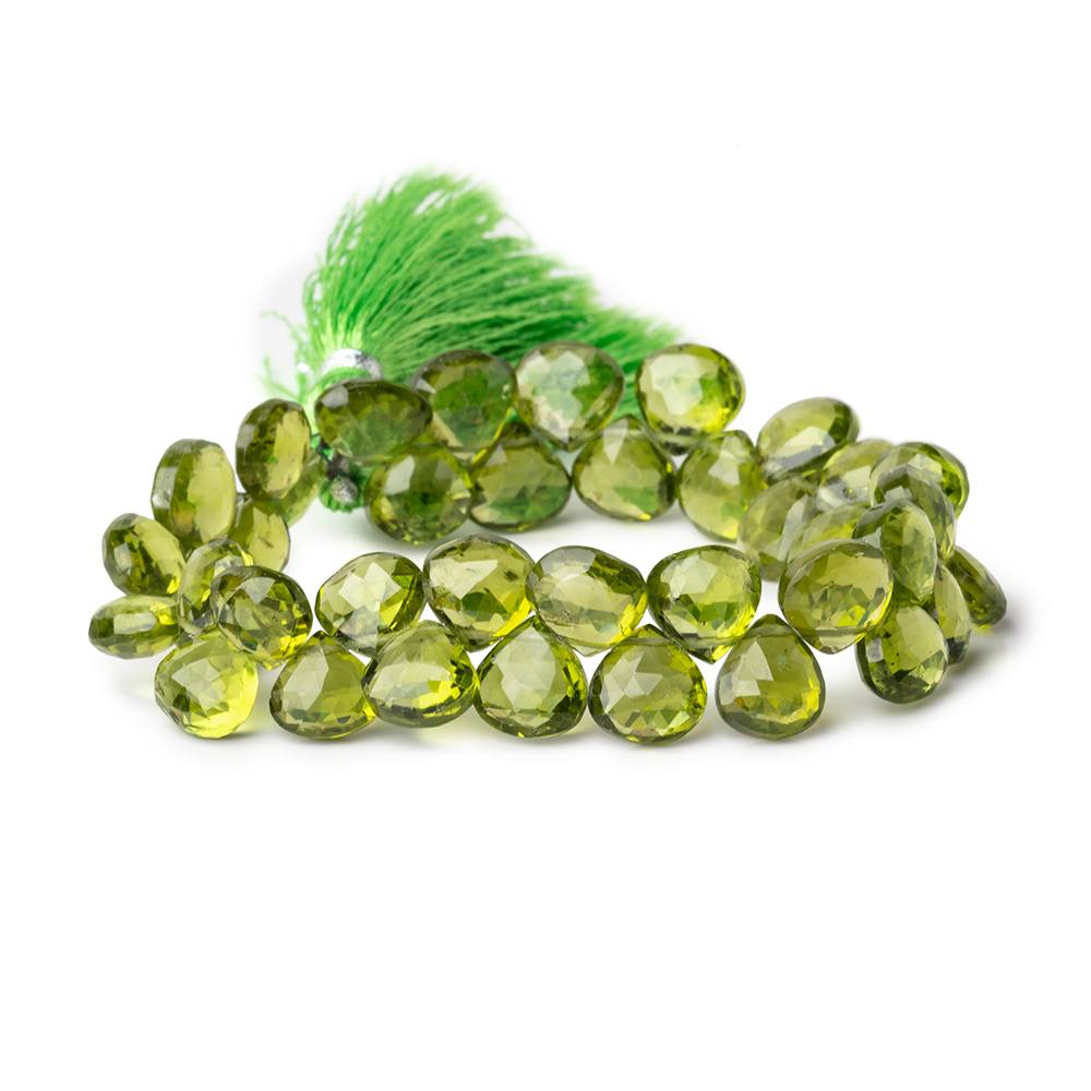 8x8mm Peridot Faceted Heart Briolette Beads 7 inch 39pcs AAA - Beadsofcambay.com
