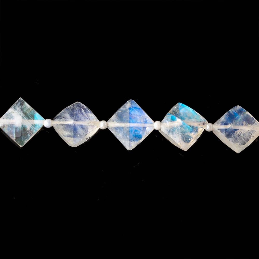 8x8mm Rainbow Moonstone faceted square beads 16 inch 35 pieces AA - Beadsofcambay.com