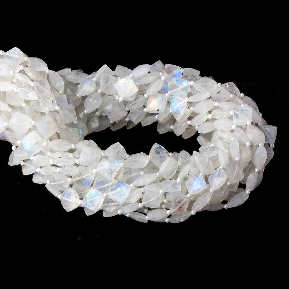 8x8mm Rainbow Moonstone faceted square beads 16 inch 35 pieces AA - Beadsofcambay.com