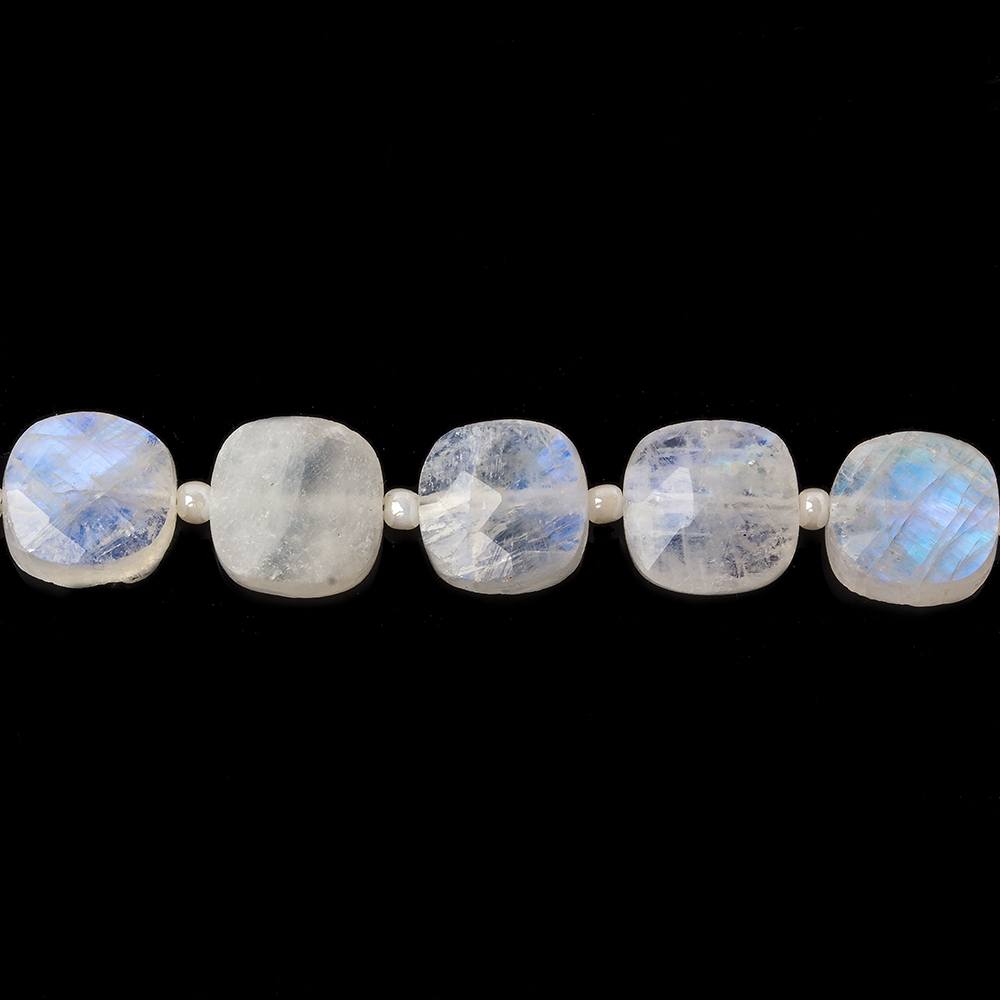 8x8mm Rainbow Moonstone Side Drill Faceted Pillow Beads 13inch 34 pieces - Beadsofcambay.com
