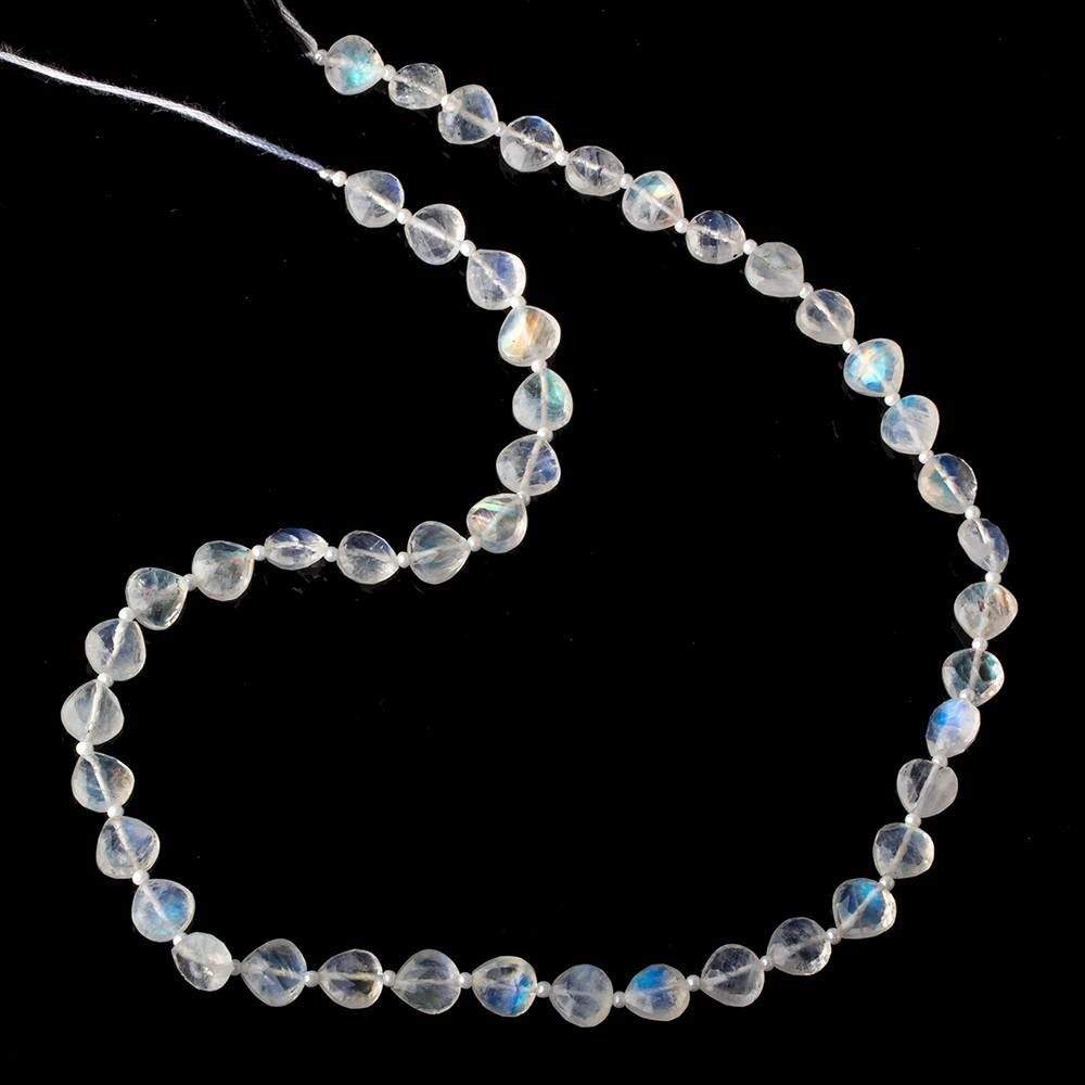 8x8mm Rainbow Moonstone straight drilled faceted Hearts 15.5 inch 45 beads AA - Beadsofcambay.com