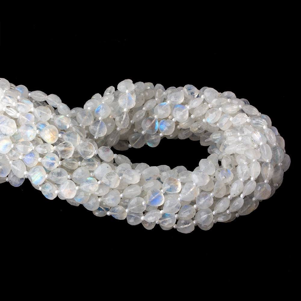 8x8mm Rainbow Moonstone straight drilled faceted Hearts 15.5 inch 45 beads AA - Beadsofcambay.com