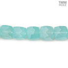 8x8mm Seafoam Blue Chalcedony faceted cubes 8 inch 25 large hole beads - Beadsofcambay.com