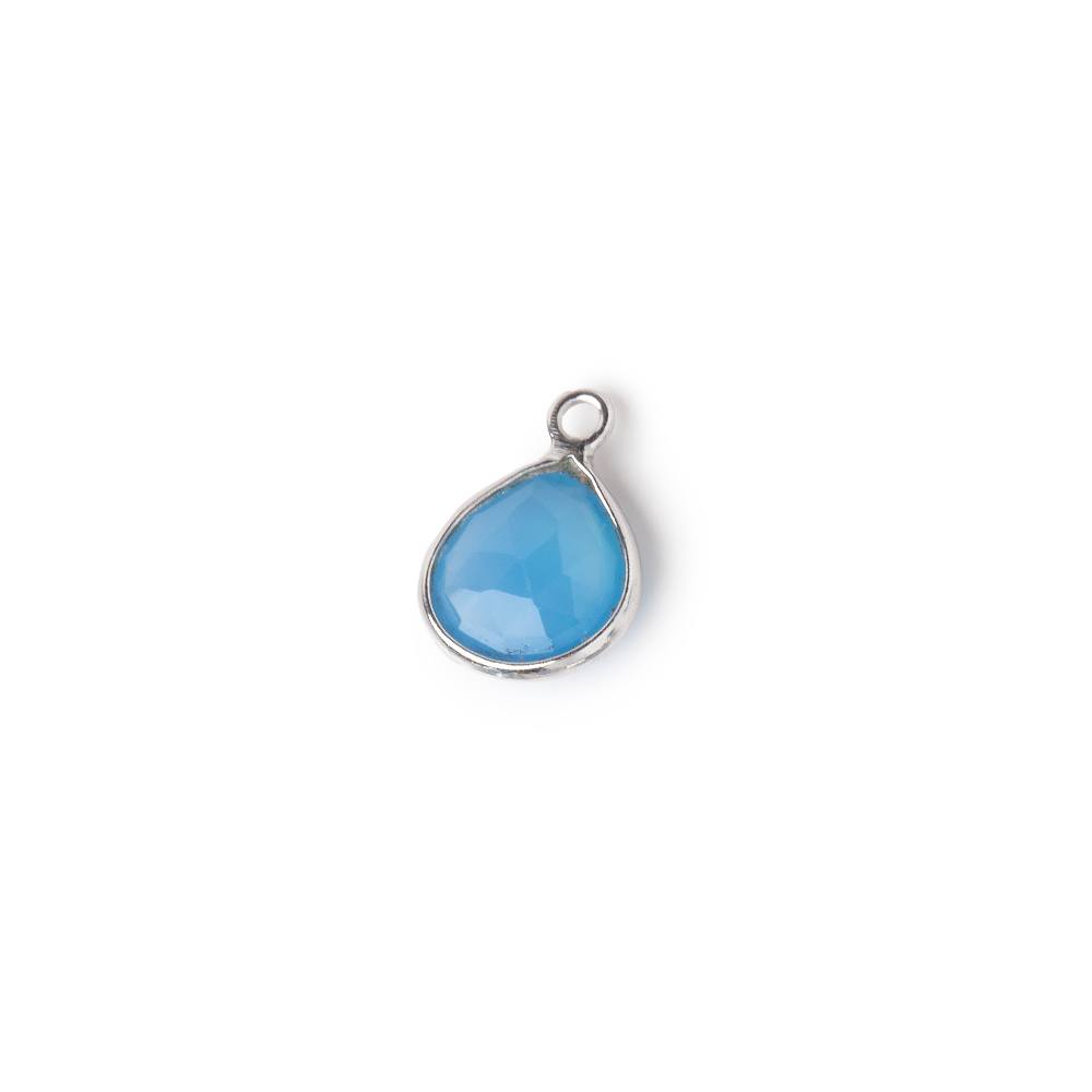 8x8mm Sterling Silver Bezel Blue Chalcedony Faceted Heart Pendant 1 piece - Beadsofcambay.com