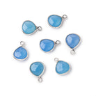 8x8mm Sterling Silver Bezel Blue Chalcedony Faceted Heart Pendant 1 piece - Beadsofcambay.com