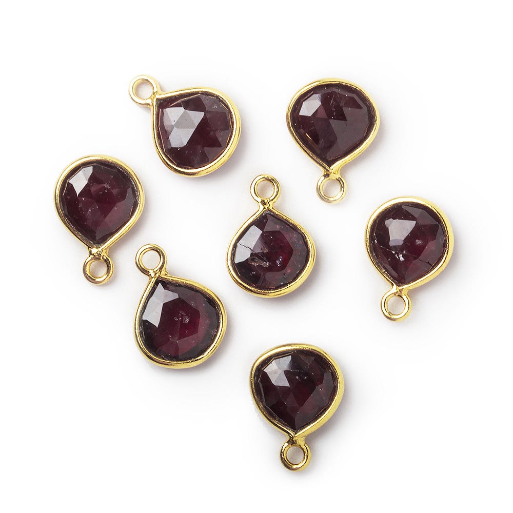 8x8mm Vermeil Bezel Garnet faceted heart Pendant 1 piece - Beadsofcambay.com