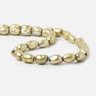 8x9-12x9mm Pale Sage Baroque 2.5mm large hole Pearls 15 in. 38 pcs - Beadsofcambay.com