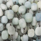 8x9-13x8mm Matte Aquamarine plain nuggets Black Gold Chain by the foot 17 pieces - Beadsofcambay.com