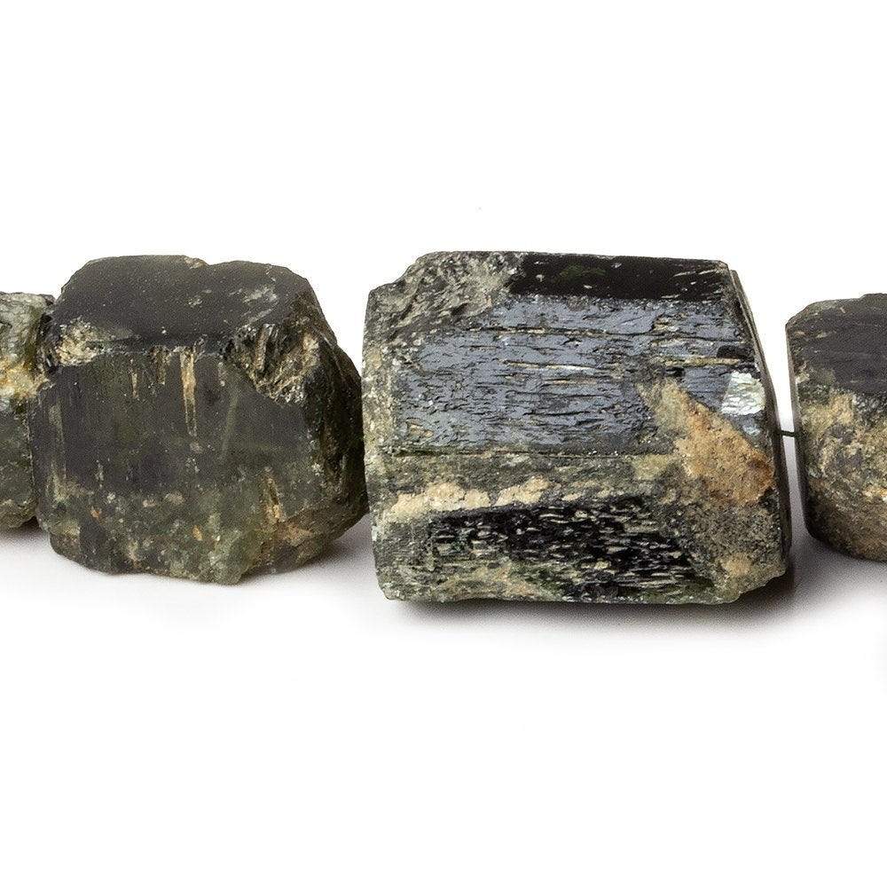 8x9-22x19mm Chrome Diopside Straight Drilled Natural Crystals 8 inch 14 pieces - Beadsofcambay.com