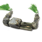 8x9-22x19mm Chrome Diopside Straight Drilled Natural Crystals 8 inch 14 pieces - Beadsofcambay.com