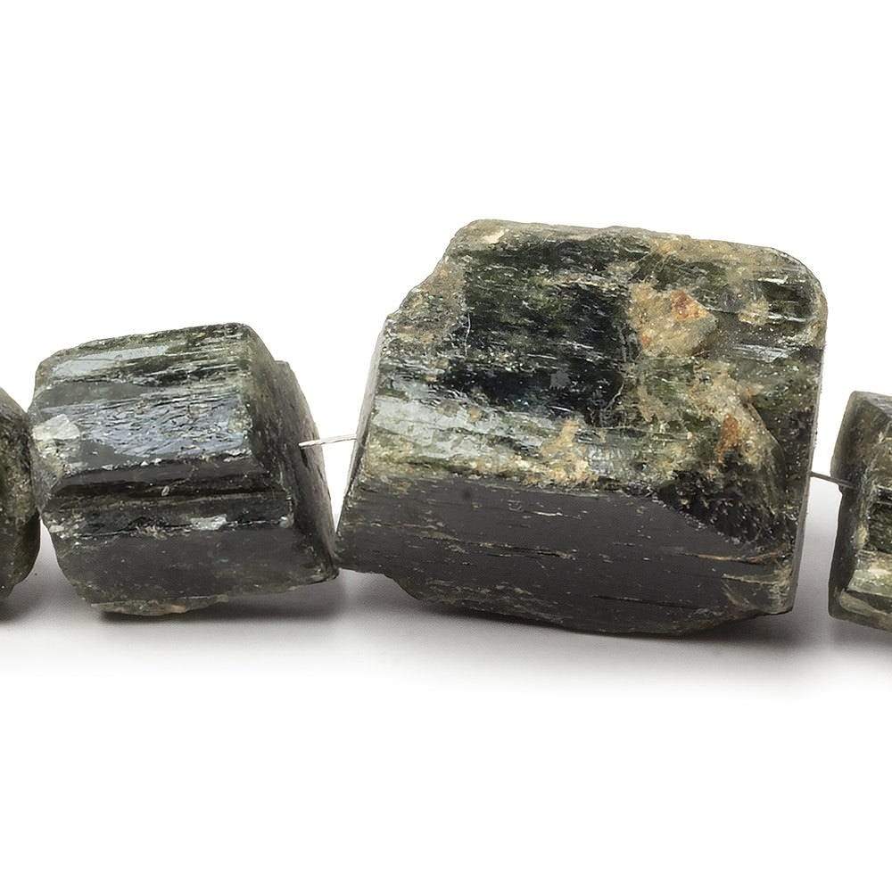 8x9-22x19mm Chrome Diopside Straight Drilled Natural Crystals 8 inch 14 pieces - Beadsofcambay.com