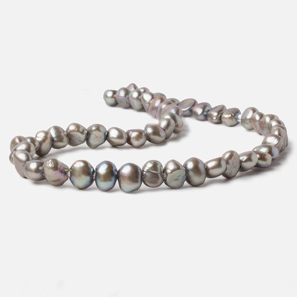 8x9-8x10mm Warm Grey Large Hole Baroque Freshwater Pearls 15 in. 49 pcs - Beadsofcambay.com