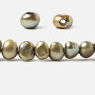 8x9-9x10.5mm Celadon Green Baroque 2.5mm large hole Pearls 15 in. 49 pcs - Beadsofcambay.com