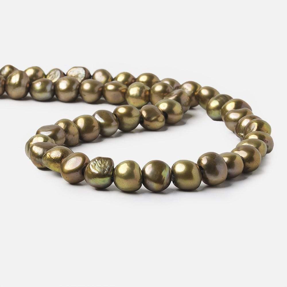 8x9-9x10mm Pea Green Baroque 2.5mm large hole Pearl - Beadsofcambay.com