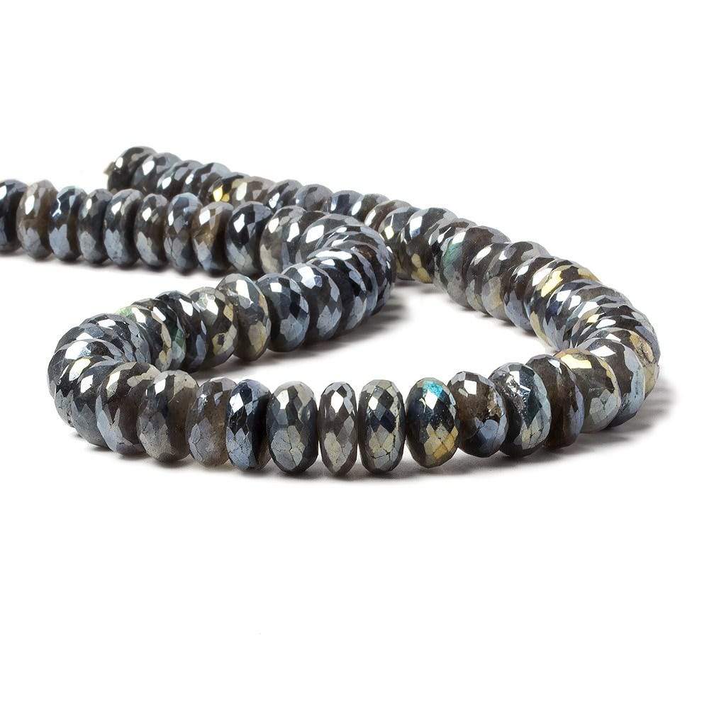 9-10.5mm Mystic Labradorite faceted rondelle beads 14 inch 57 pieces - Beadsofcambay.com