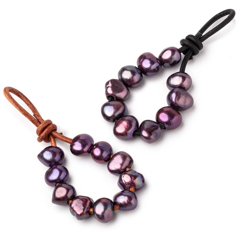9-10.5mm Purple Large Hole Baroque Pearls Set of 10 - Beadsofcambay.com