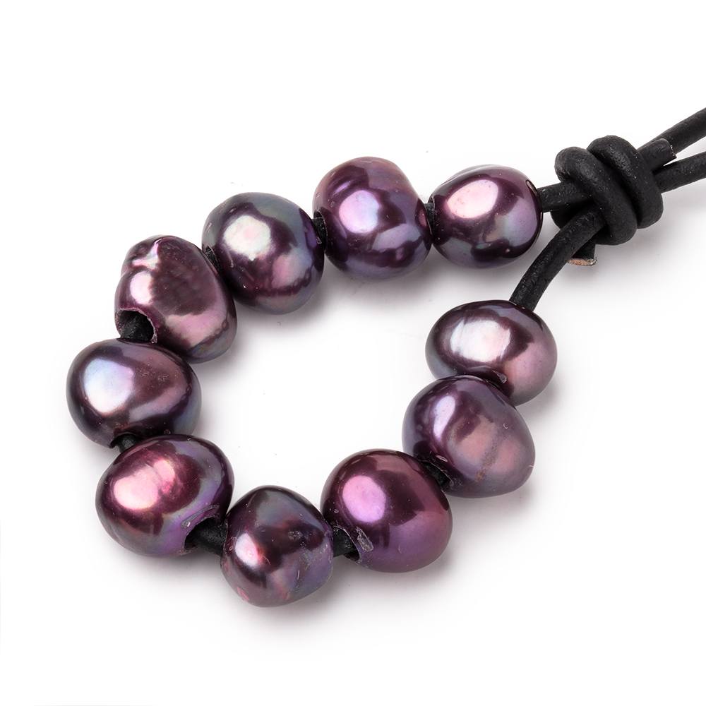 9-10.5mm Purple Large Hole Baroque Pearls Set of 10 - Beadsofcambay.com