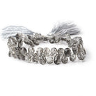 9-10mm Black Tourmalinated Quartz Faceted Pear Beads 8 inch 60 pieces - Beadsofcambay.com