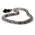 9-10mm Black Tourmalinated Quartz Plain Rondelles 16 inch 63 beads AAA - Beadsofcambay.com