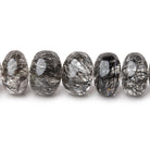 9-10mm Black Tourmalinated Quartz Plain Rondelles 16 inch 63 beads AAA - Beadsofcambay.com