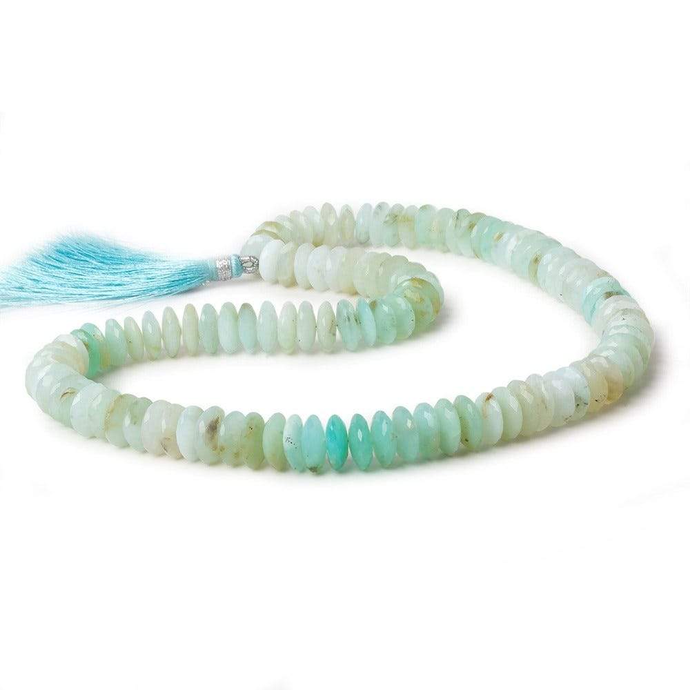 9-10mm Blue Peruvian Opal German Faceted Rondelle Beads 16 inch 108 pieces - Beadsofcambay.com
