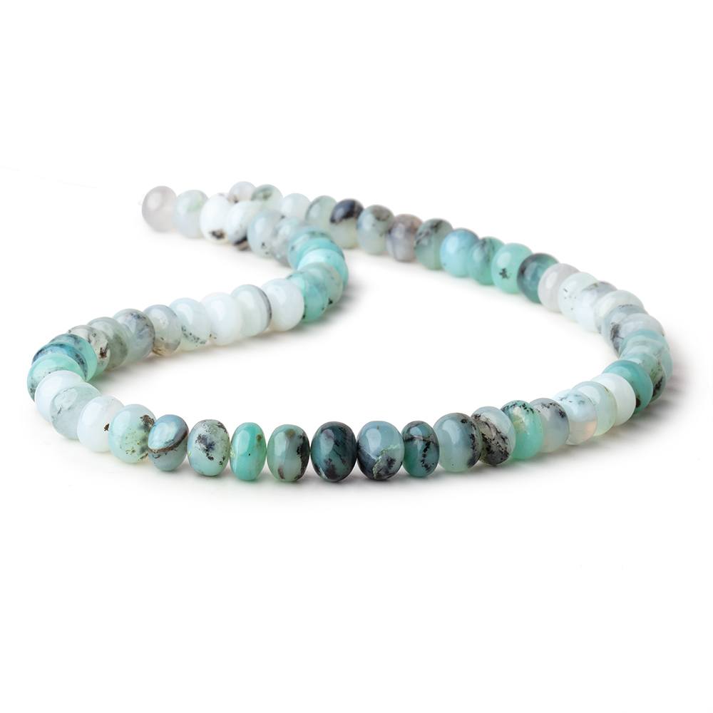 9-10mm Blue Peruvian Opal Plain Rondelle Beads 16 inch 60 pieces - Beadsofcambay.com