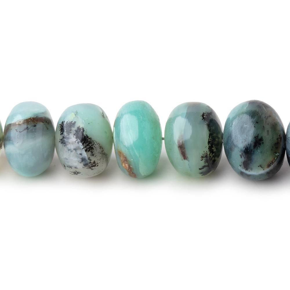 9-10mm Blue Peruvian Opal Plain Rondelle Beads 16 inch 60 pieces - Beadsofcambay.com