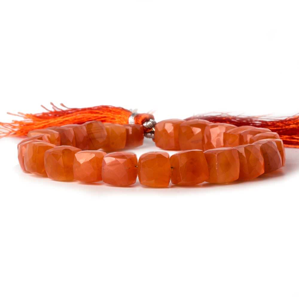 9-10mm Carnelian faceted cube beads 8 inch 24 pieces - Beadsofcambay.com