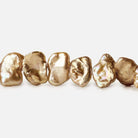 9-10mm Champagne Brown Keshi Side Drilled Freshwater Pearls, 15.5 inch, 70 pieces - Beadsofcambay.com
